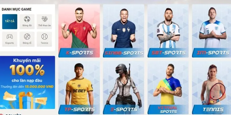 Các sảnh cược thể thao ăn khách của Sin88